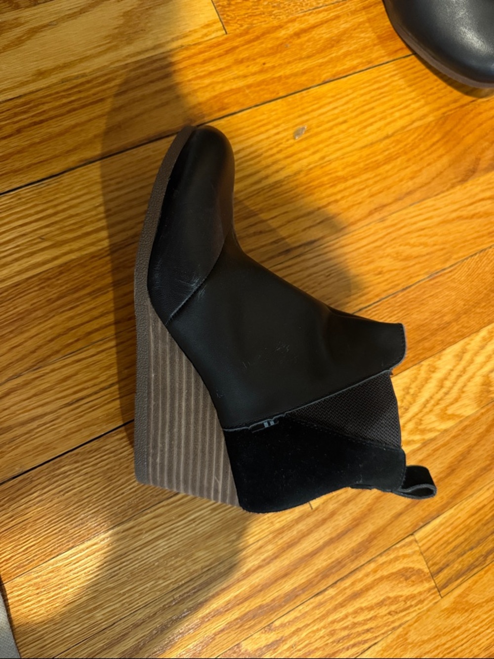 Toms Black Wedge Ankle Bootie